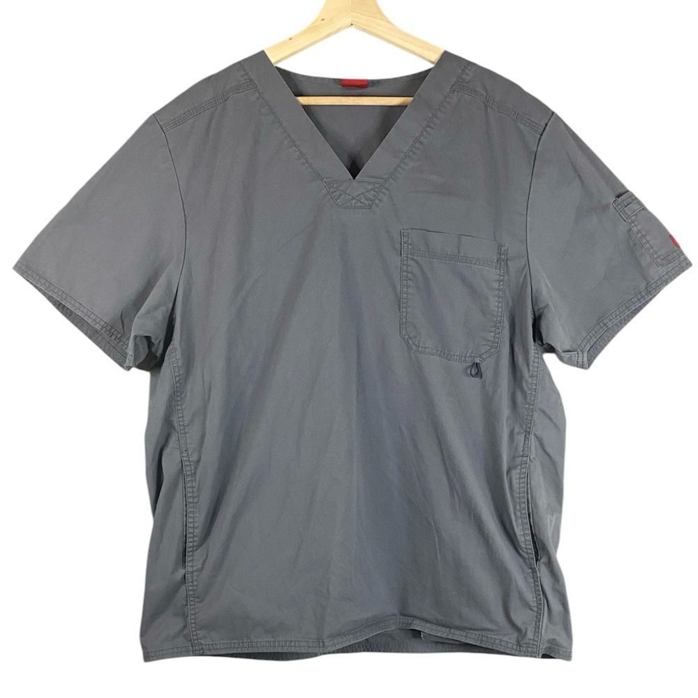 Dickies Men’s Gen Flex Scrub Top w/Pockets Pewter Gray V-Neck Medical Size Large